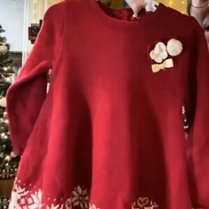 Max Studio Festive Red and White Kids Dress